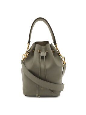 Fendi Montresor FF Logo Zucca Bucket Bag Drawstring 2-Way Leather Gray Brown